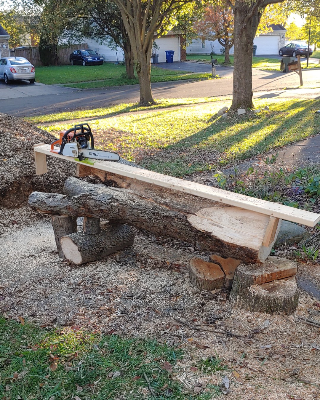 Larger log jig attachment side view