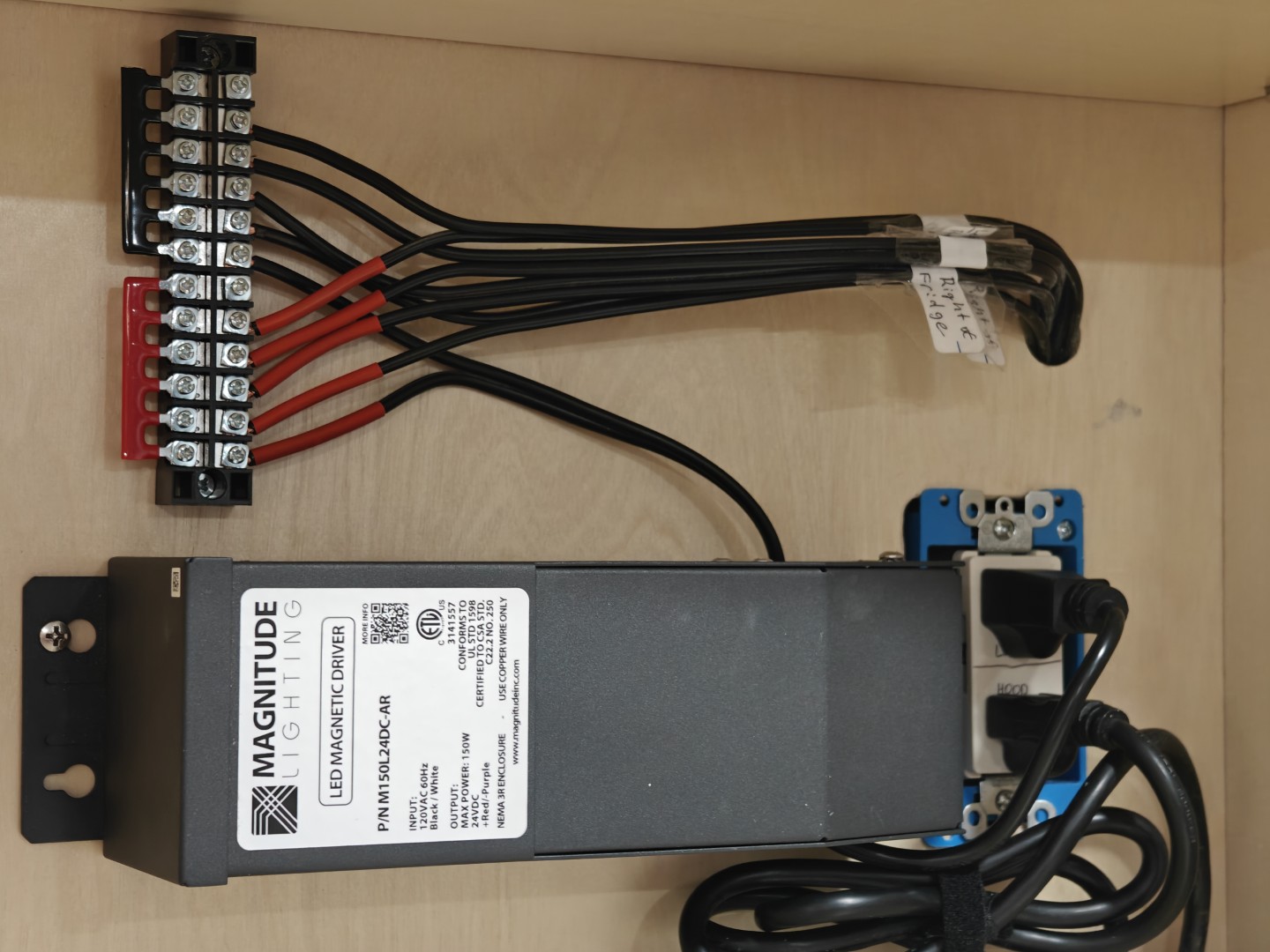 Power supply and terminal block installed